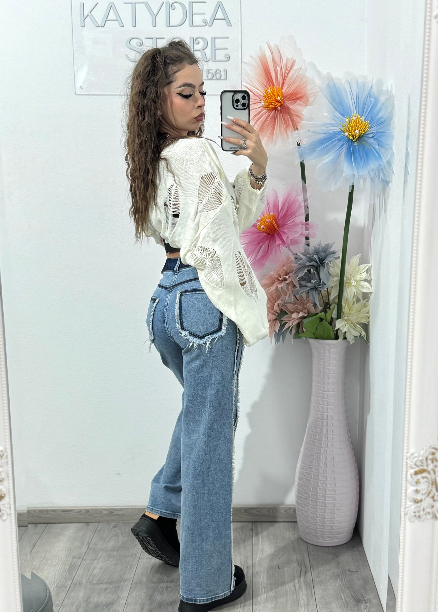 Jeans WIDELEG albastru Angel