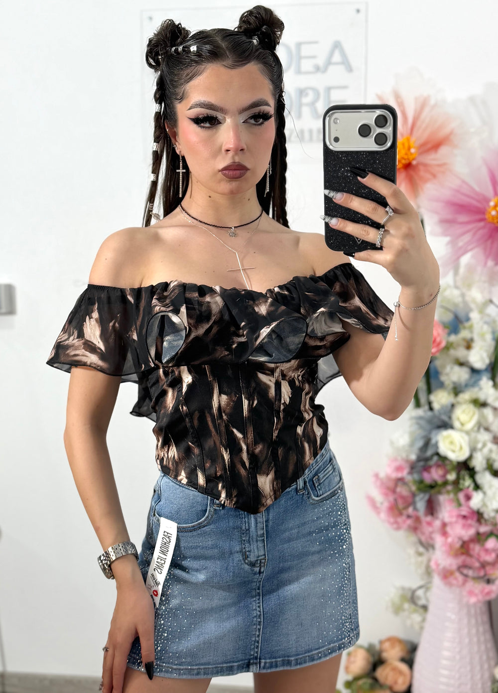 Top tip corset GIRLY negru