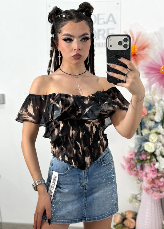 Top tip corset GIRLY negru