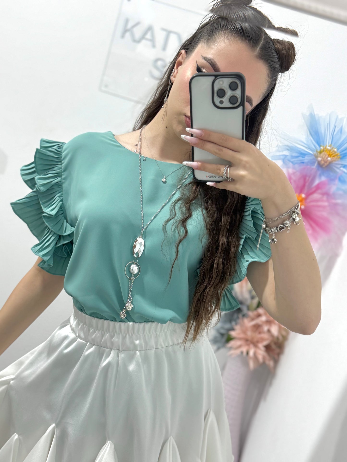 Cămașă elegantă verde deschis Anabela