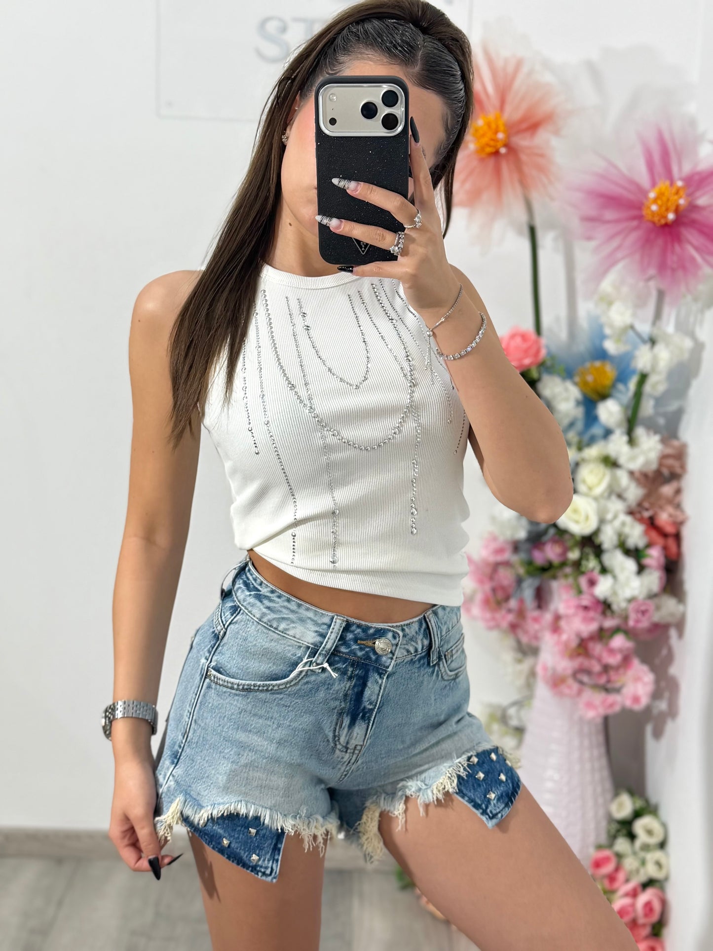 Pantaloni scurți din denim ALINNE