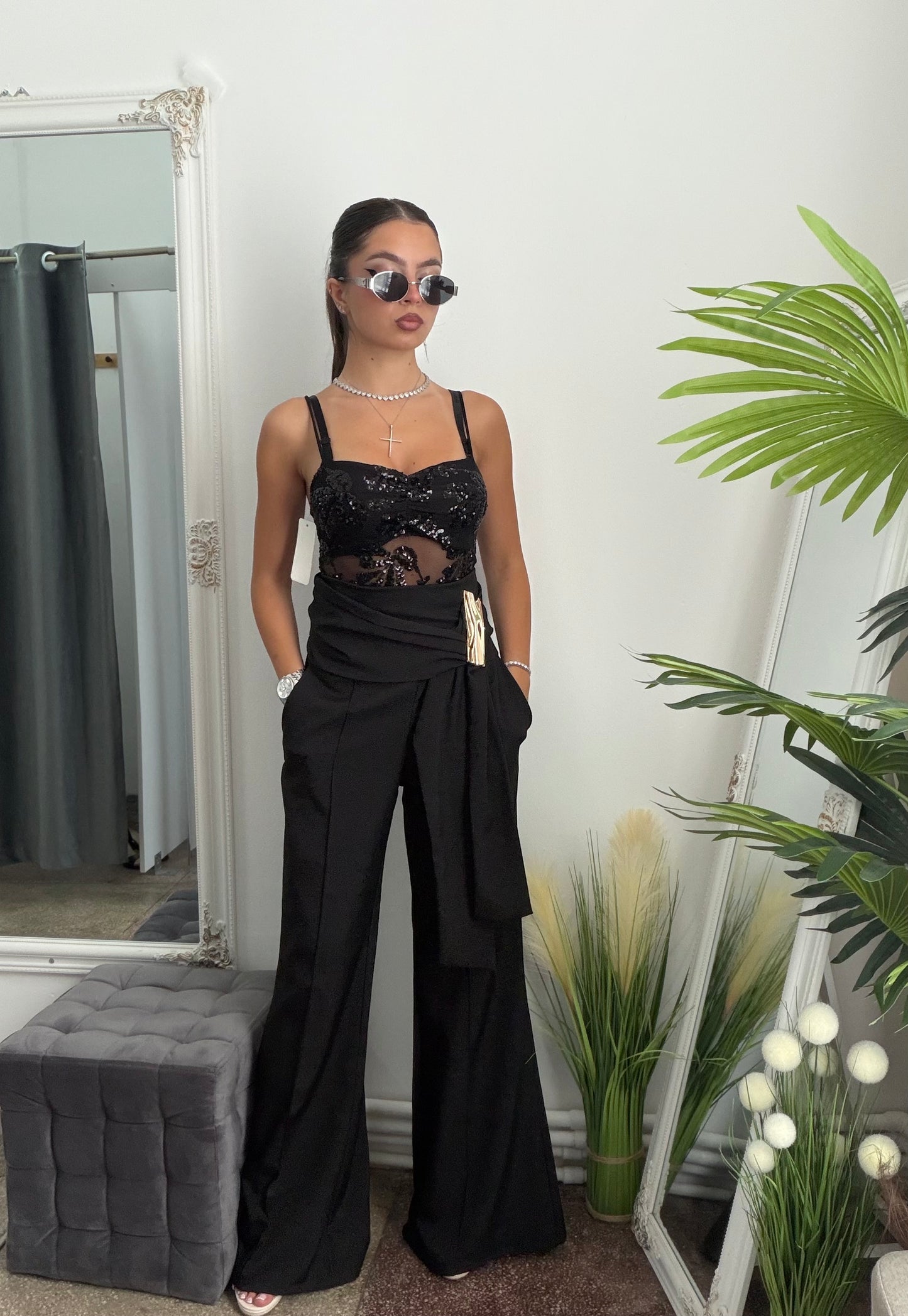 Pantaloni palazzo black LARA