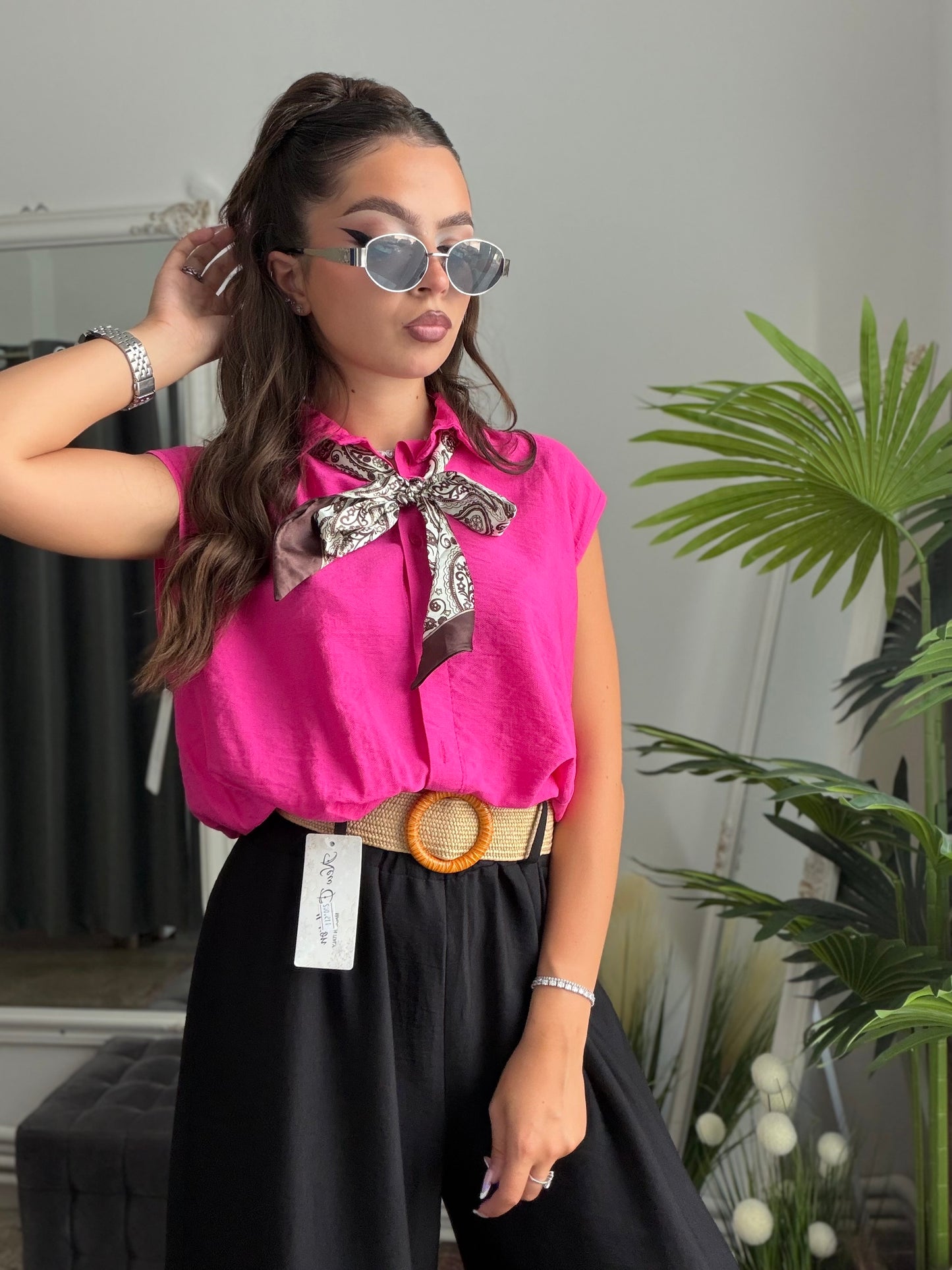 Cămașă din in fucsia MARA