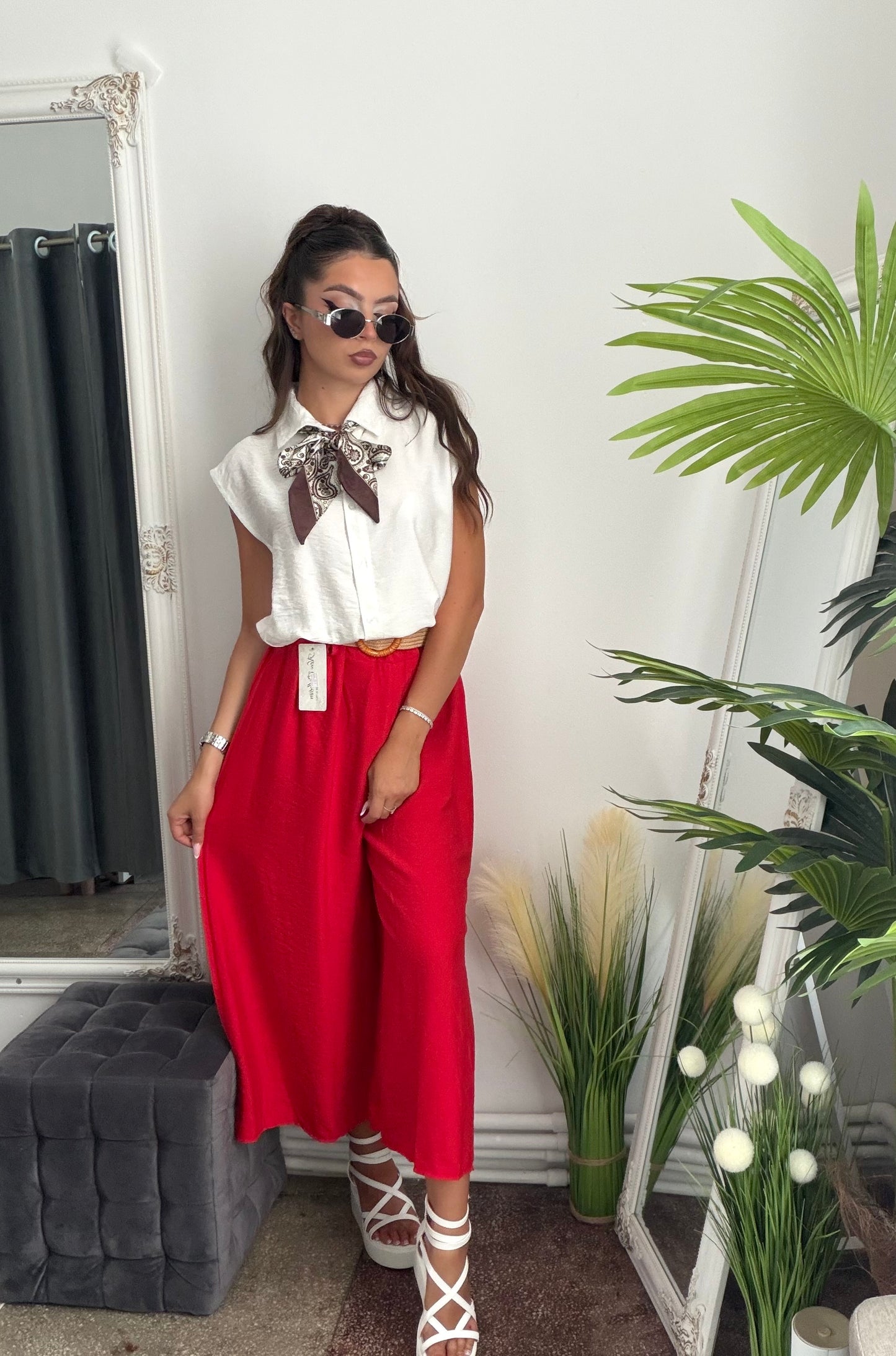 Pantaloni de vară 3/4 roșii JULIA