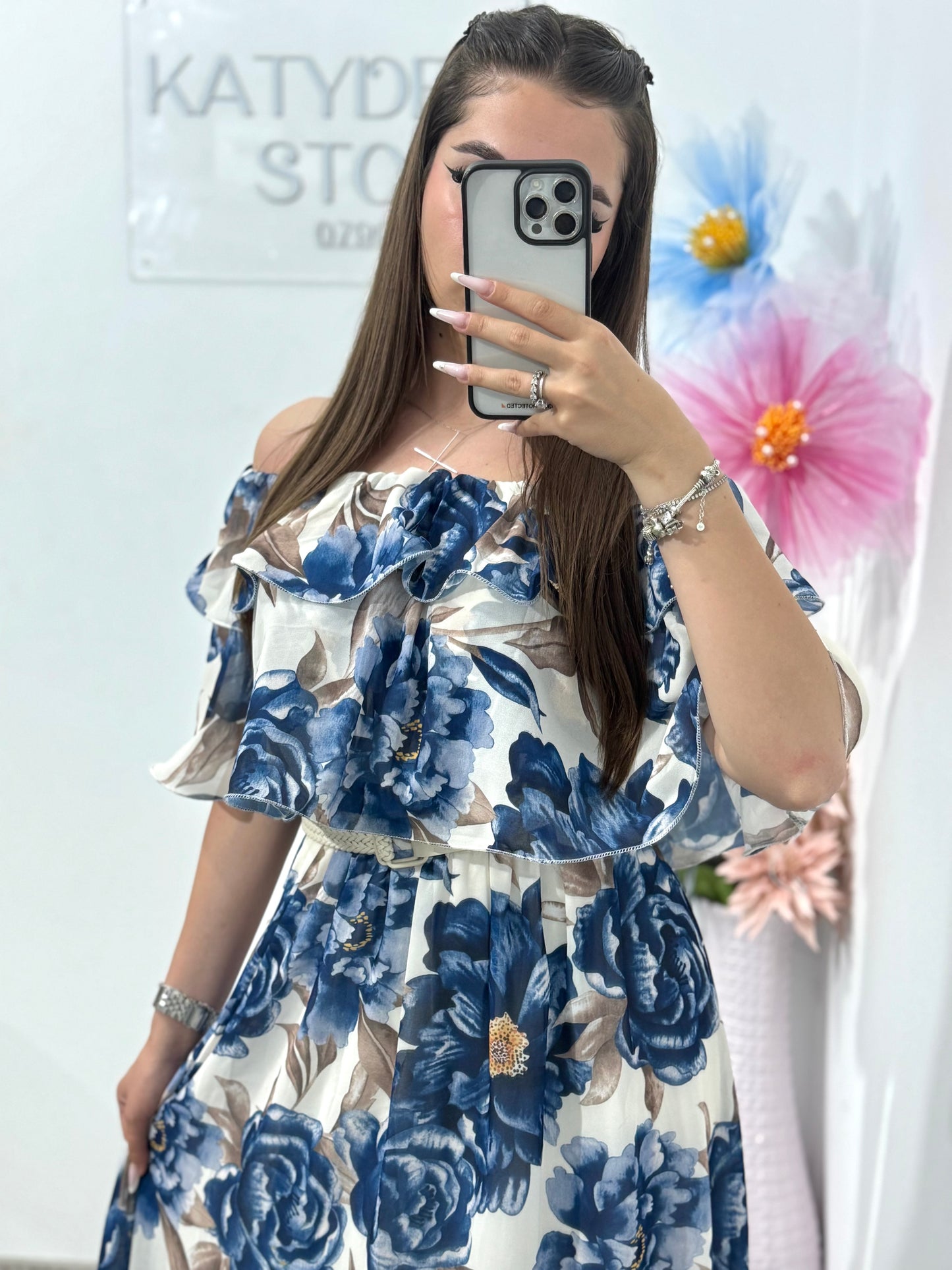 Rochie cu imprimeu floral bleumarin