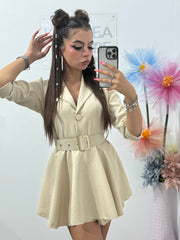 Salopetă full piatră beige Melania