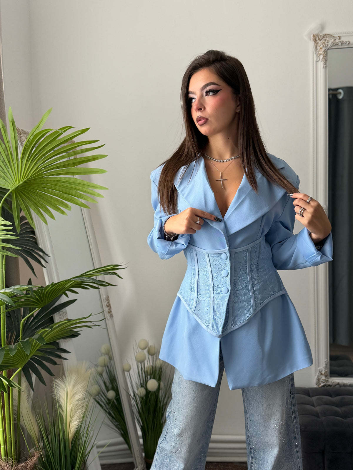 Sacou cu corset blue PRINCESS