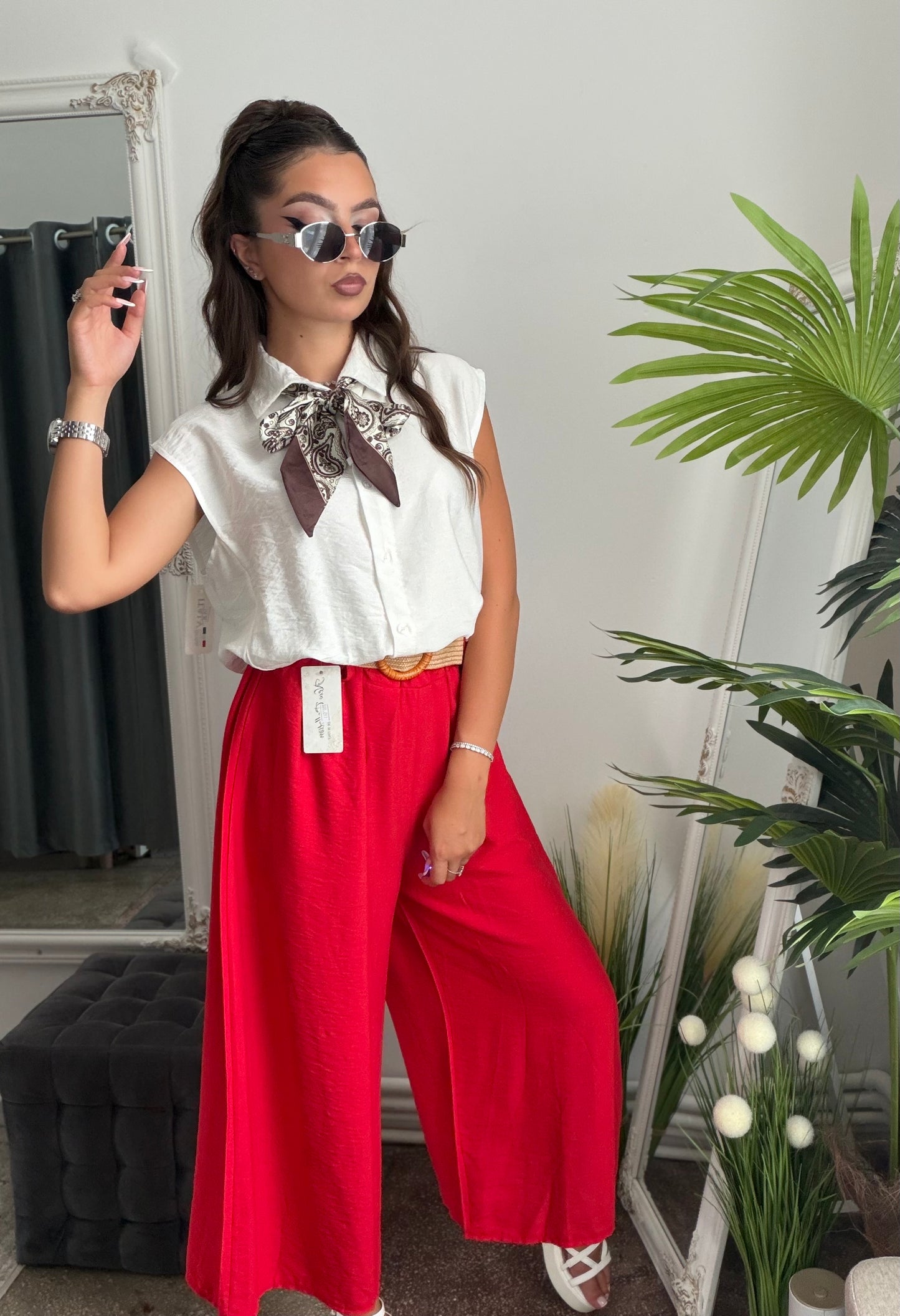 Pantaloni de vară 3/4 roșii JULIA