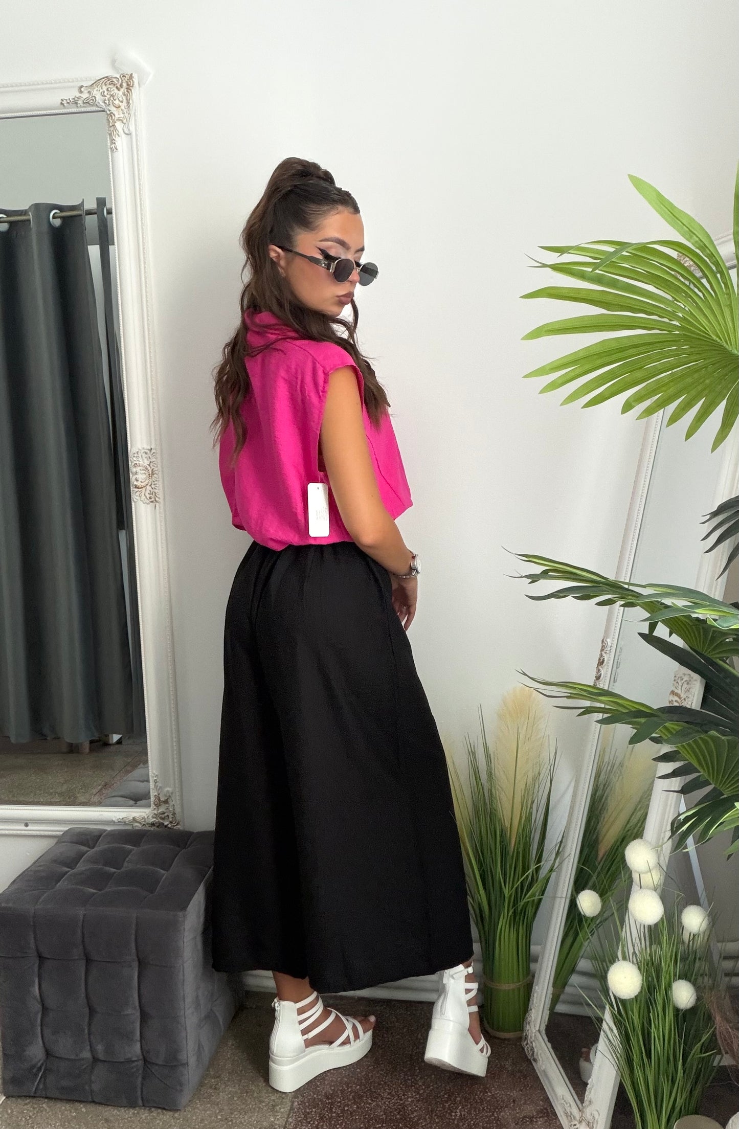 Pantaloni de vară 3/4 negri JULIA