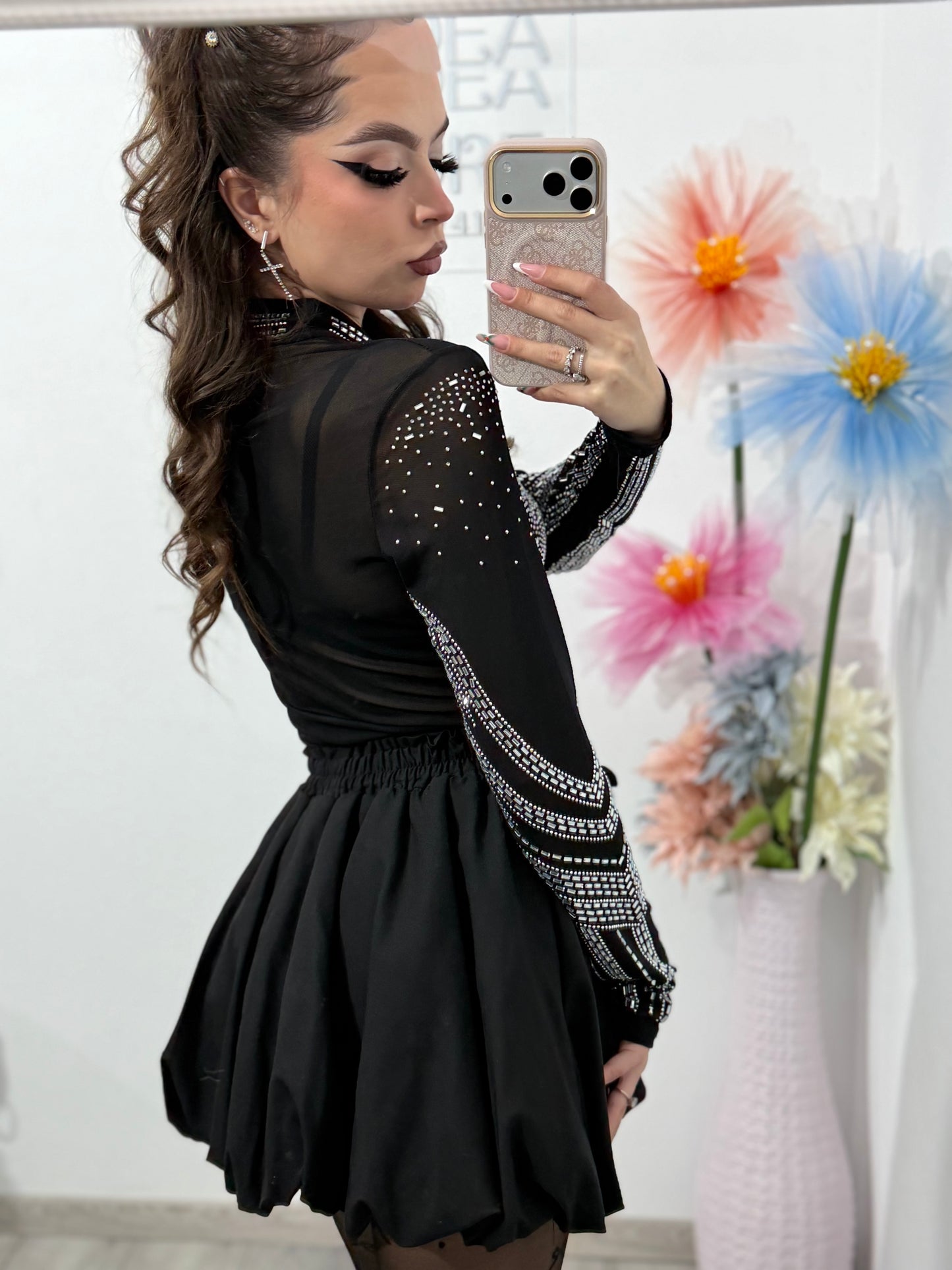 Body din tulle cu cristale ștanțate DELUXE