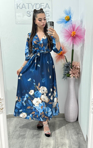 Rochie satinata cu imprimeu floral Bella