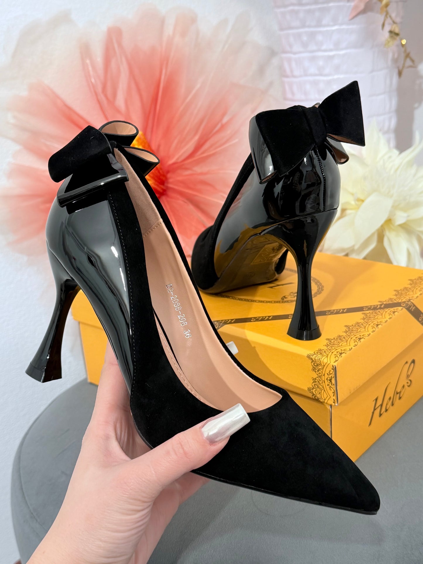 Pantofi stiletto negri ALICE