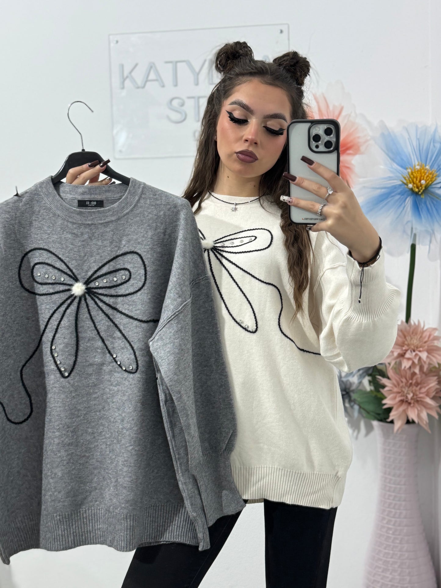 Bluză din tricot cu fundă Georgia