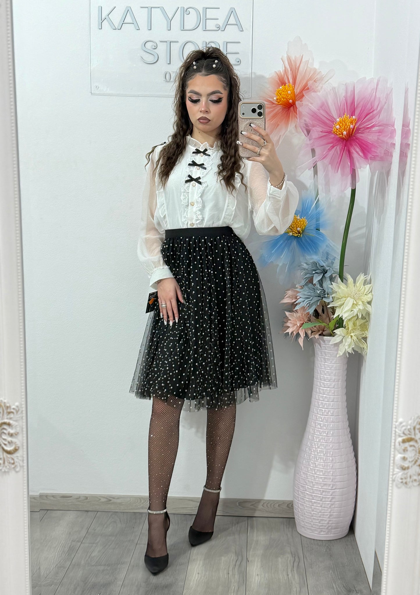 Fustă cu dublă față negru-buline MARA