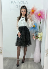 Fustă cu dublă față negru-buline MARA