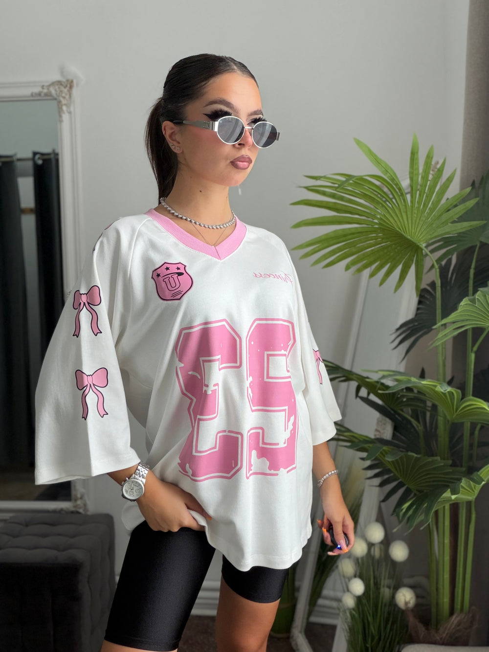 Tricou oversize alb LUCKY