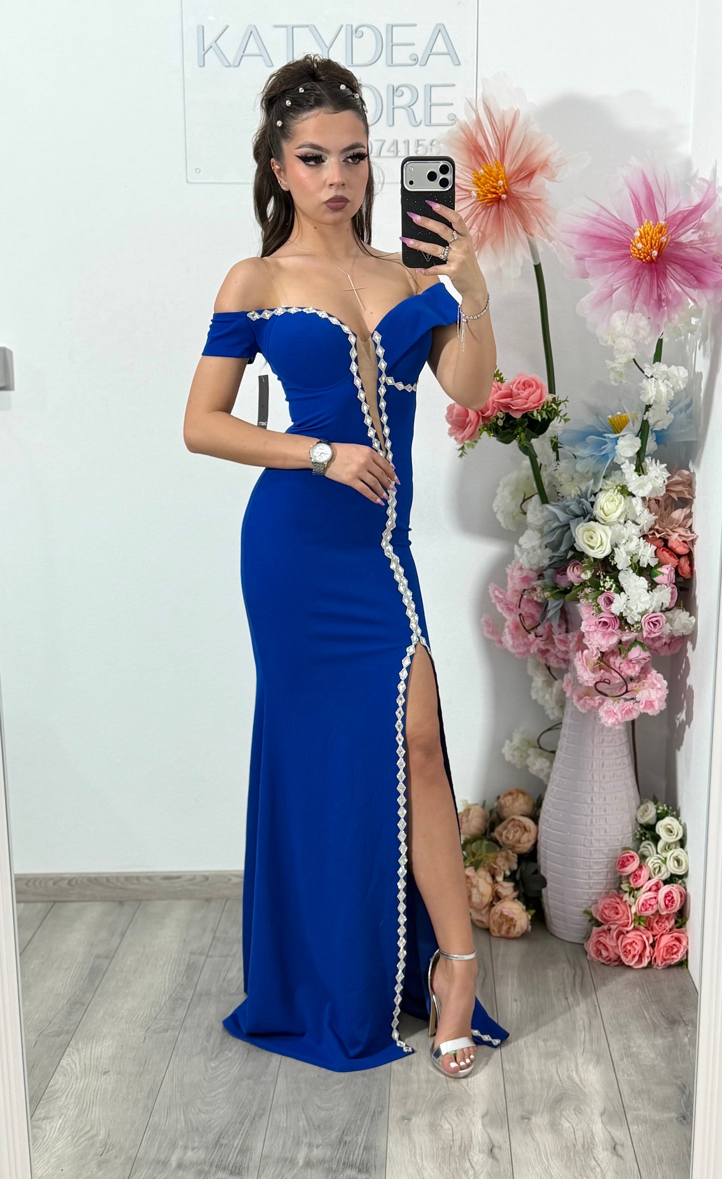 Rochie albastra eleganta tip sirena Katherine