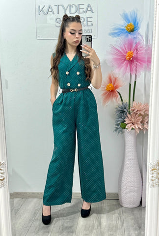 Salopeta cu cristale Aleyna turcoaz