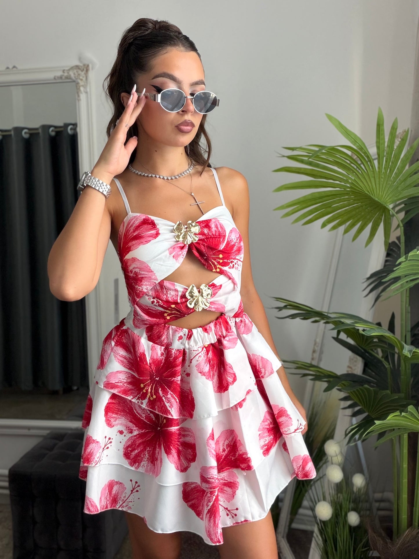 Rochie bright red  FLOWER