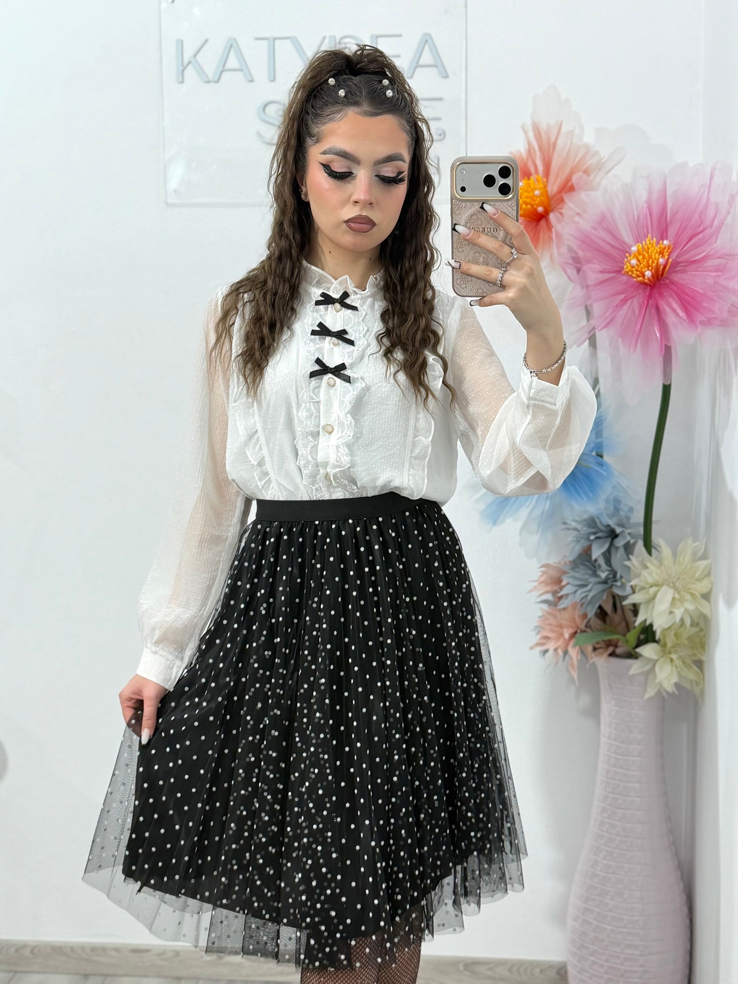 Fustă cu dublă față negru-buline MARA