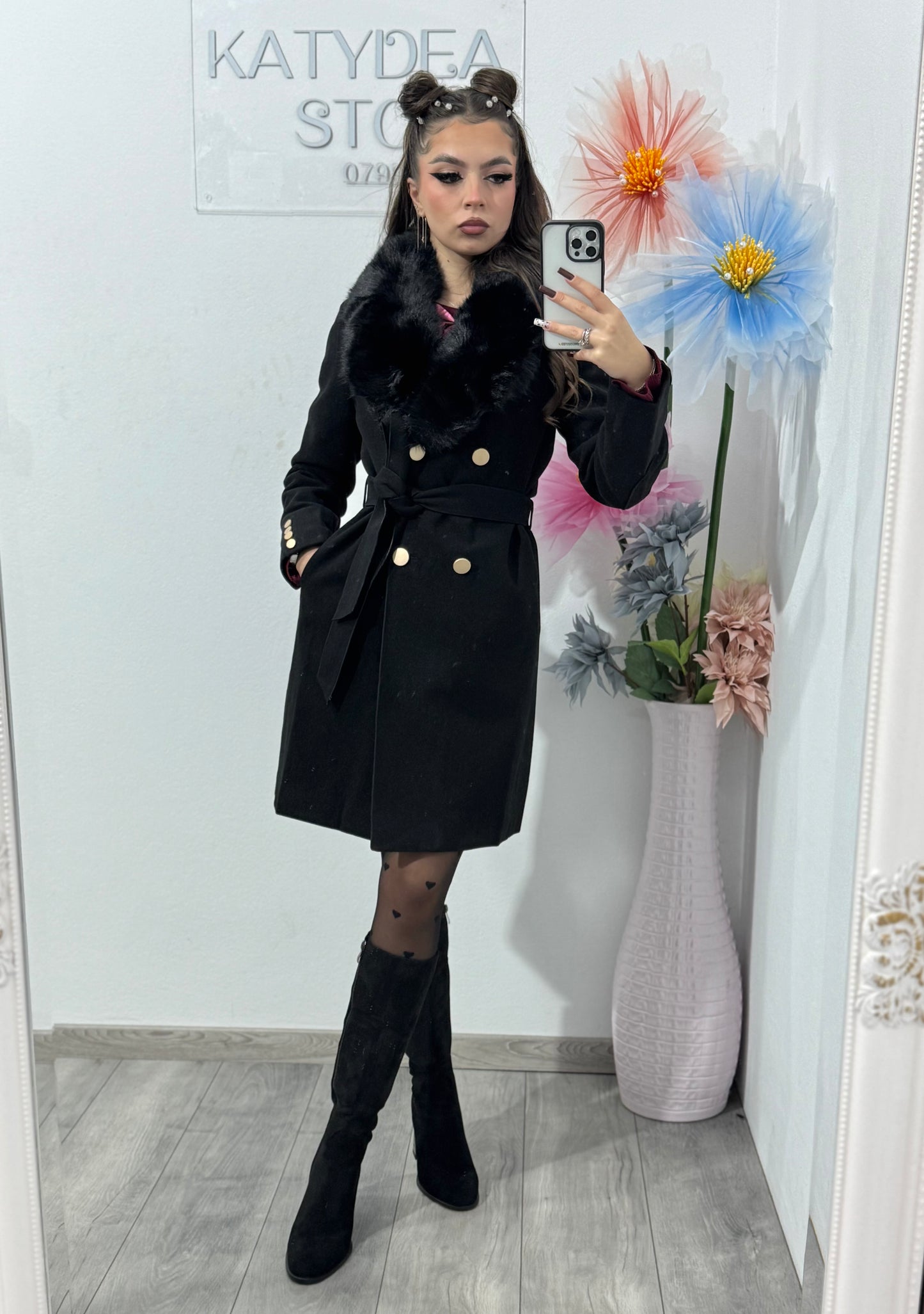 Palton damă negru Helen