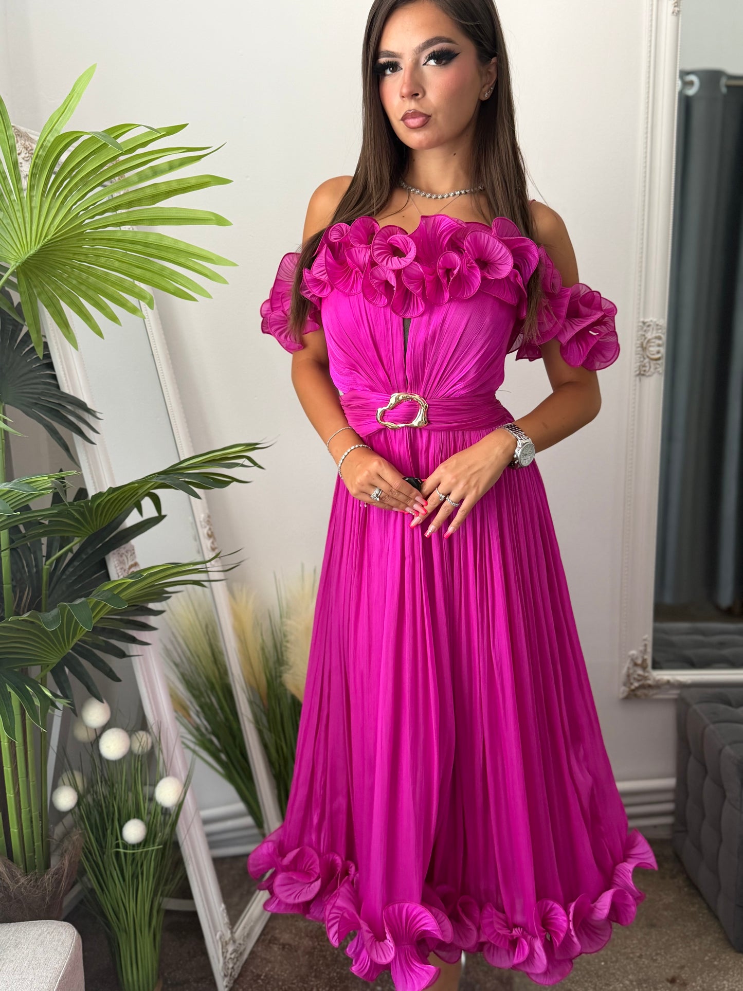 Rochie eleganta fucsia Paulinne