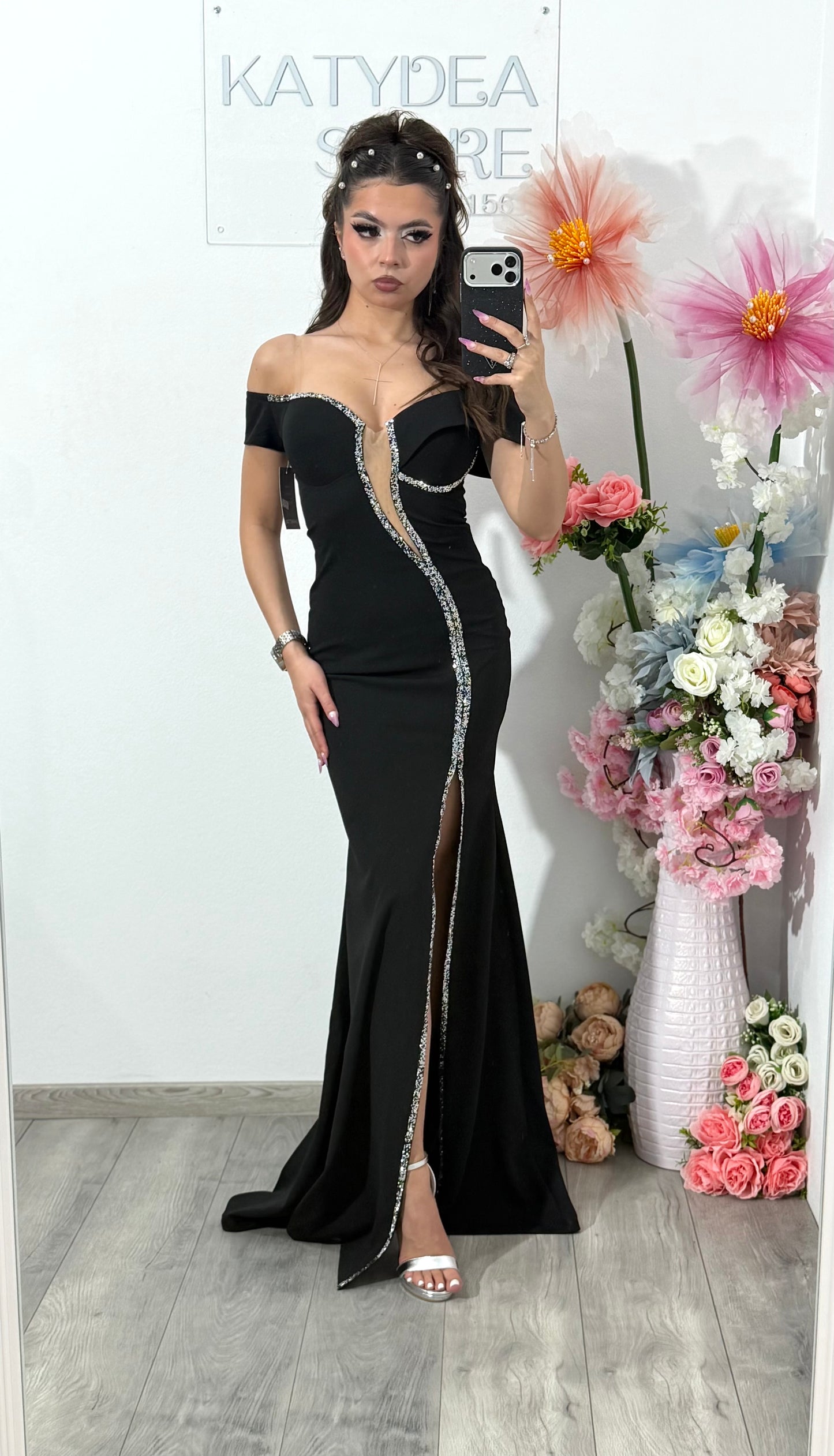 Rochie lunga neagra eleganta tip sirena Katherine