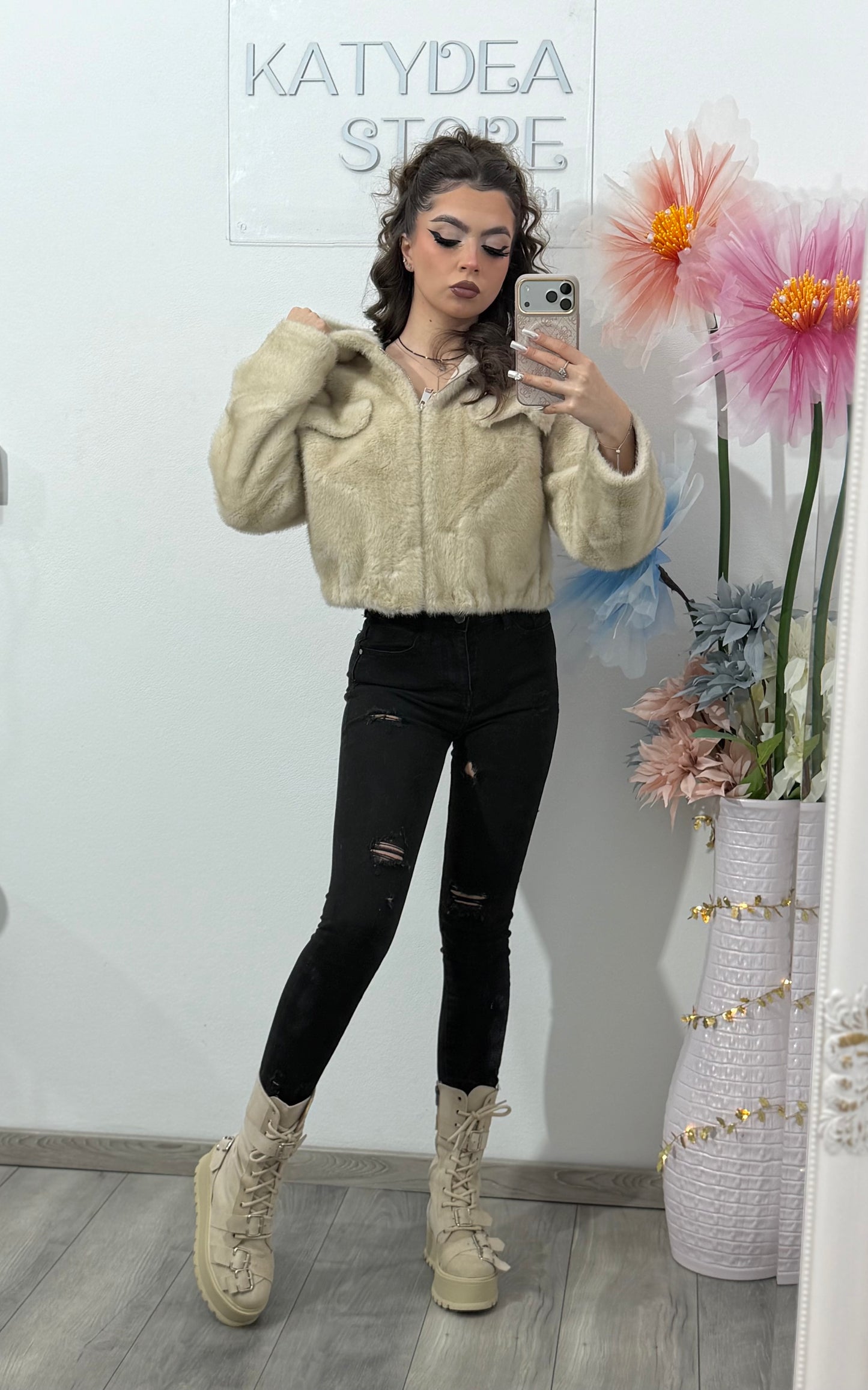 Blană scurtă bej SARA