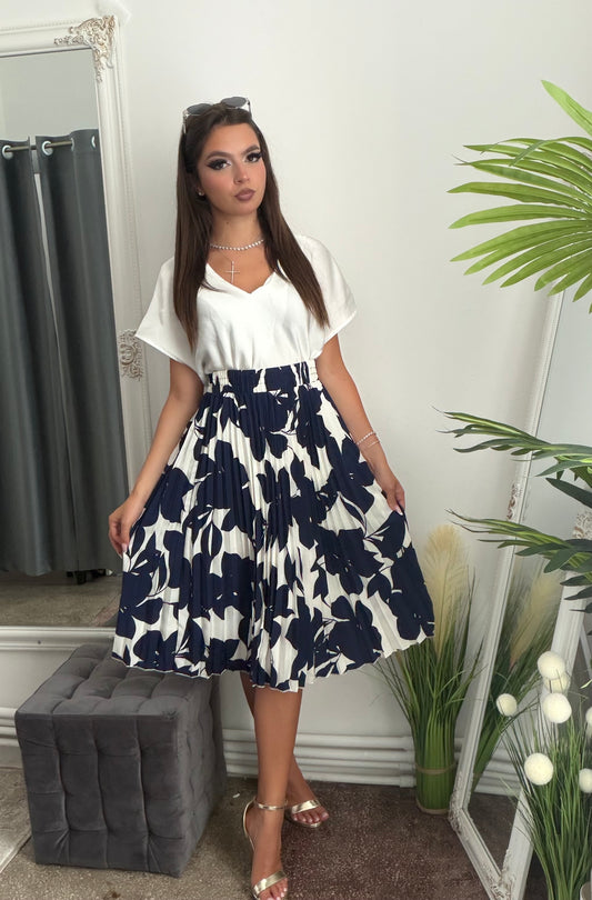 Fustă satinata bleumarin MARTA