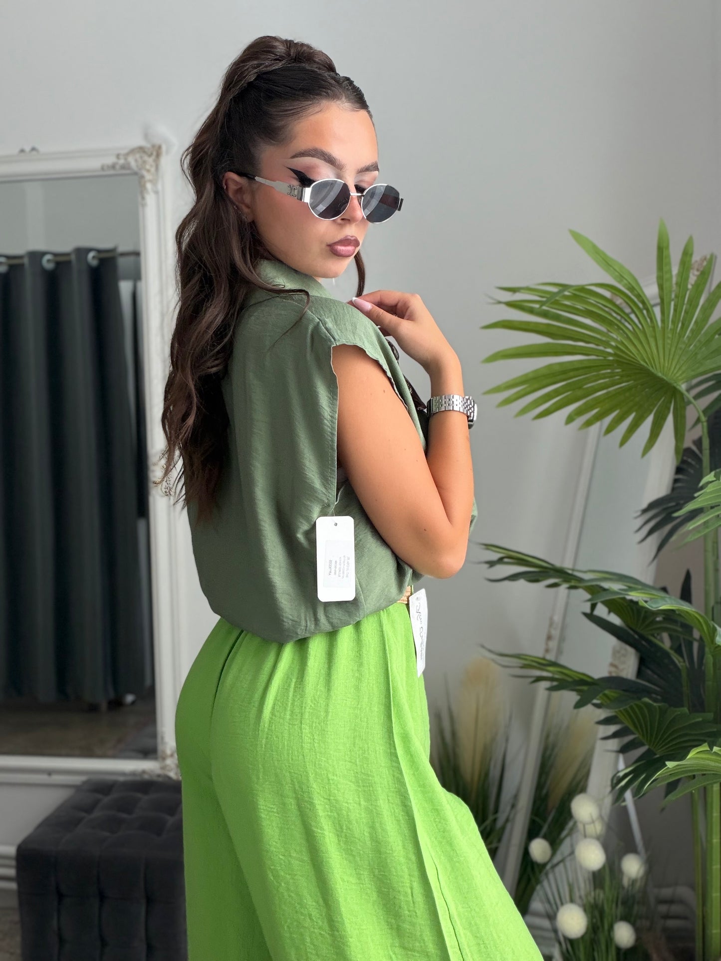 Cămașă din in verde MARA