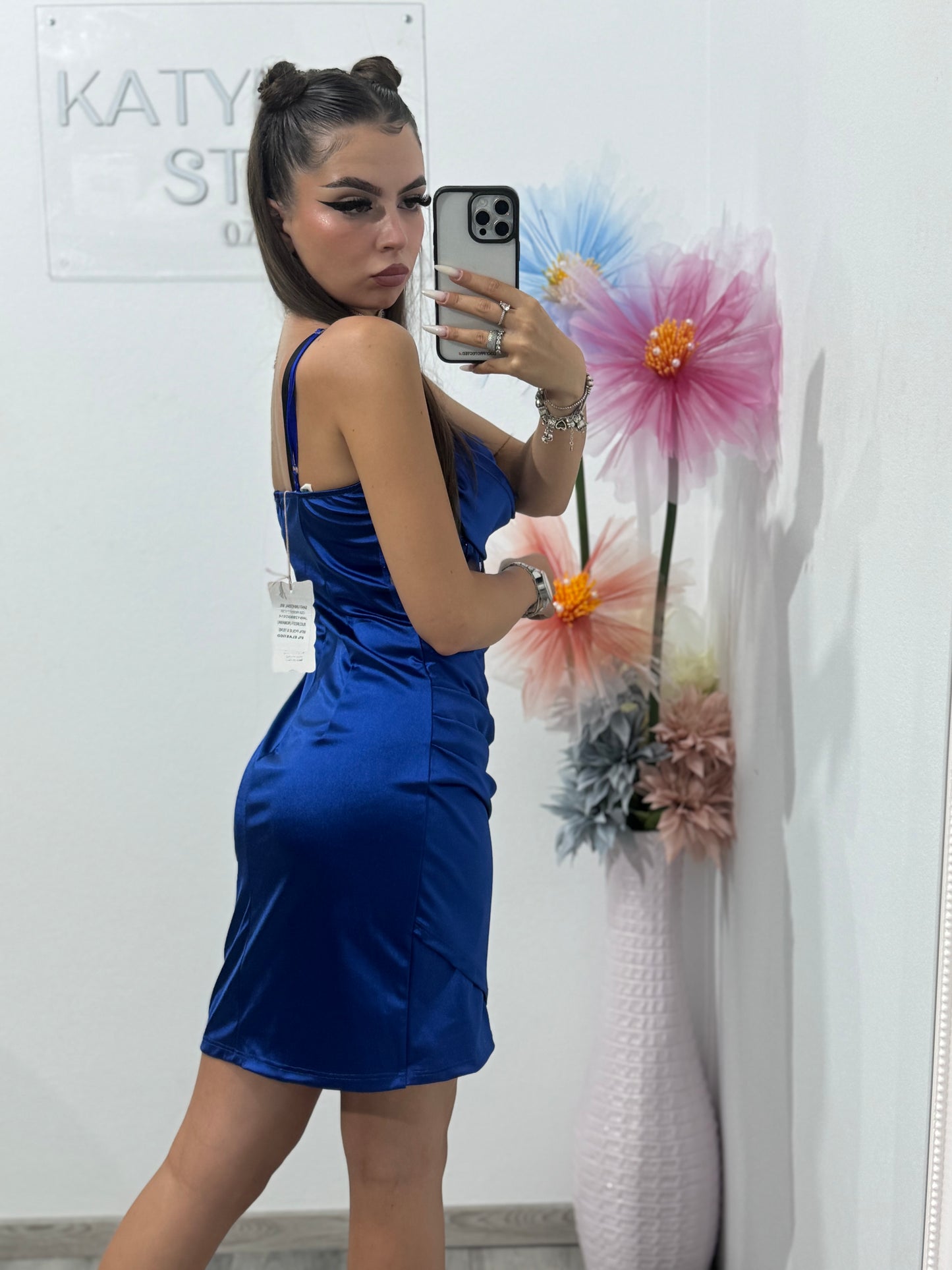 Rochie scurte cu corset albastru electric Annemary
