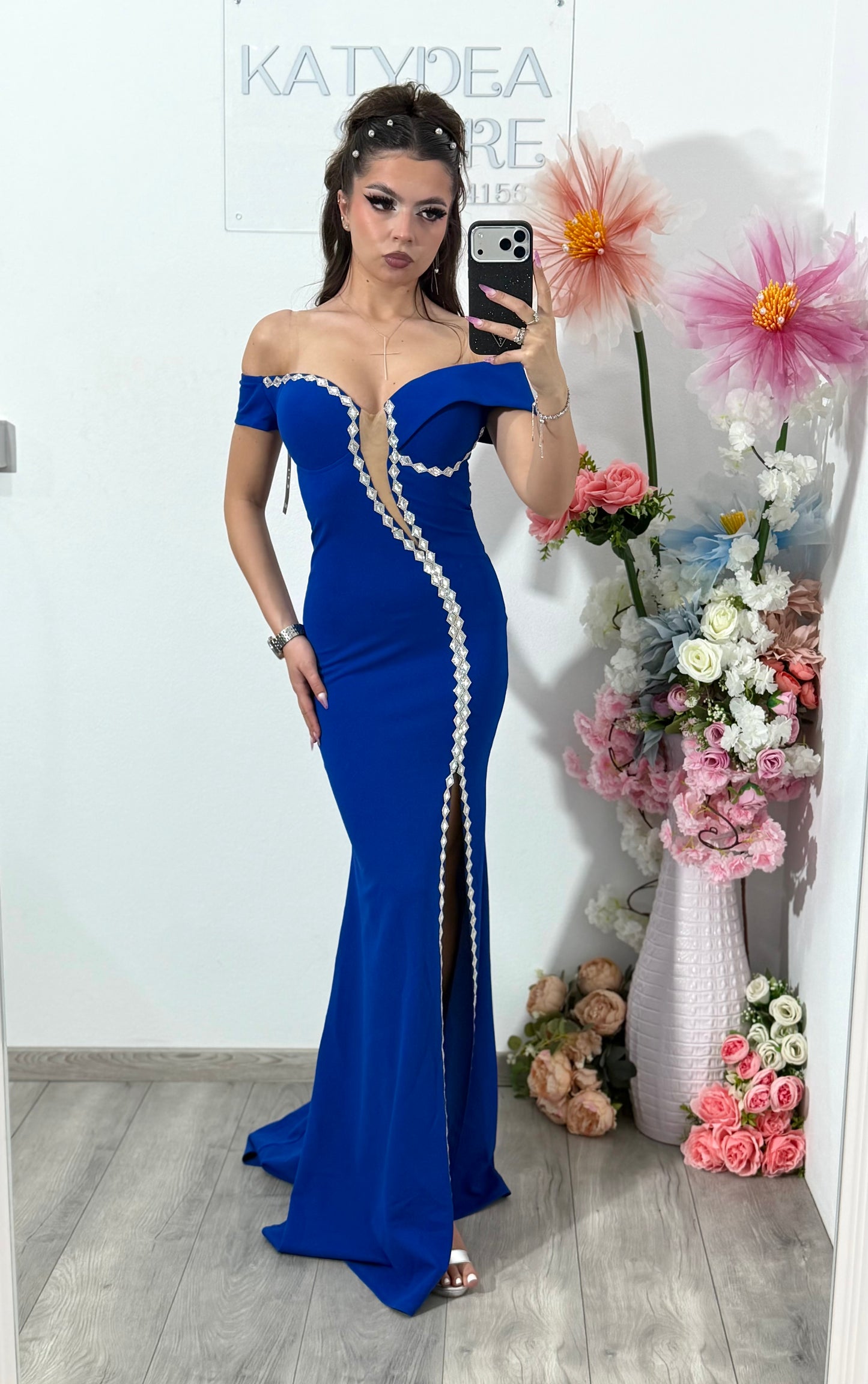 Rochie albastra eleganta tip sirena Katherine