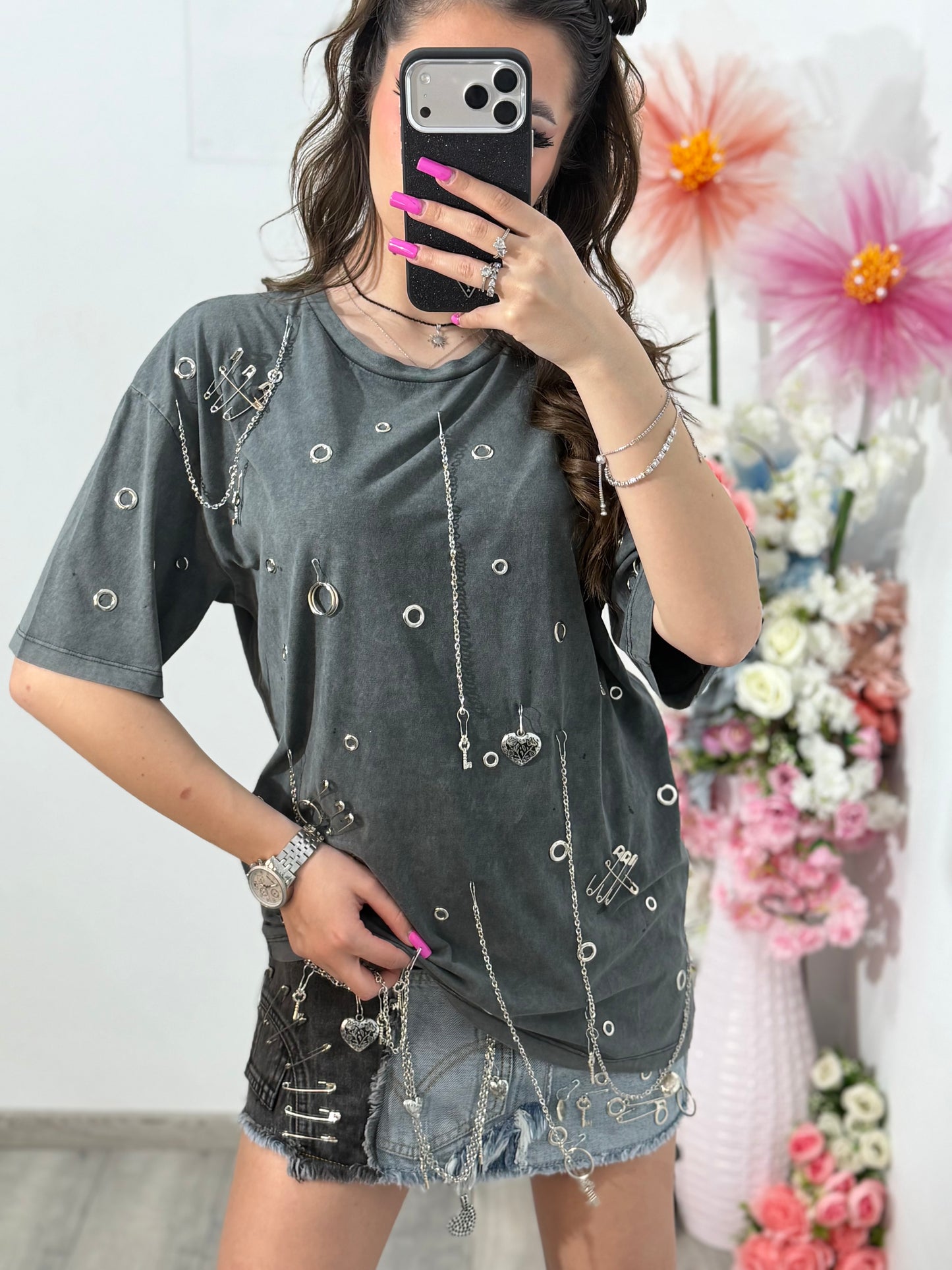 Tricou cu detalii argintii ALIS