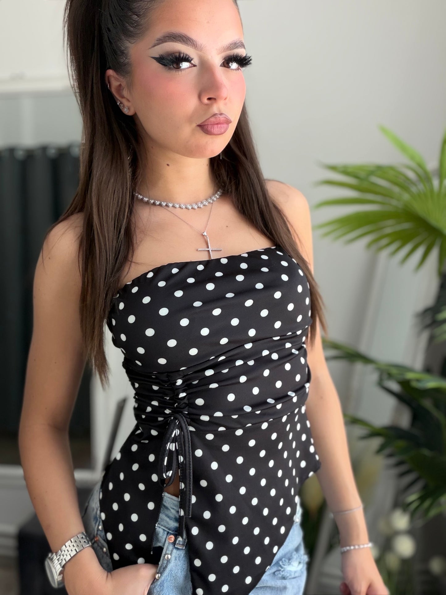 Top cu buline negru MARIA