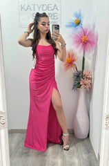 Rochie elegantă cu corset și cristale ștanțate roz Caroline