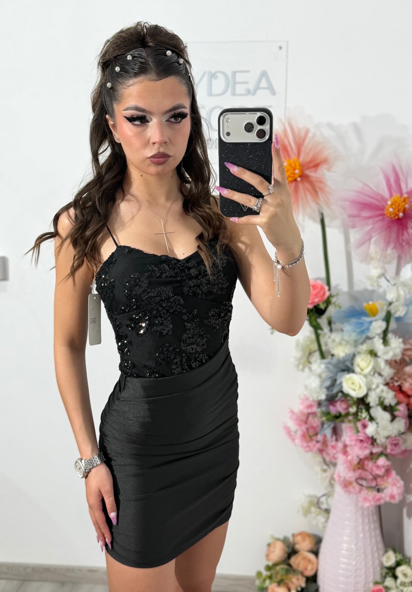 Rochie elegantă cu paiete neagra MELEK