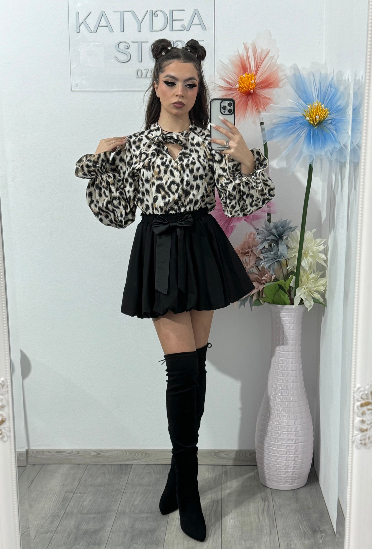 Cămașă cu imprimeu și cristale DEEA