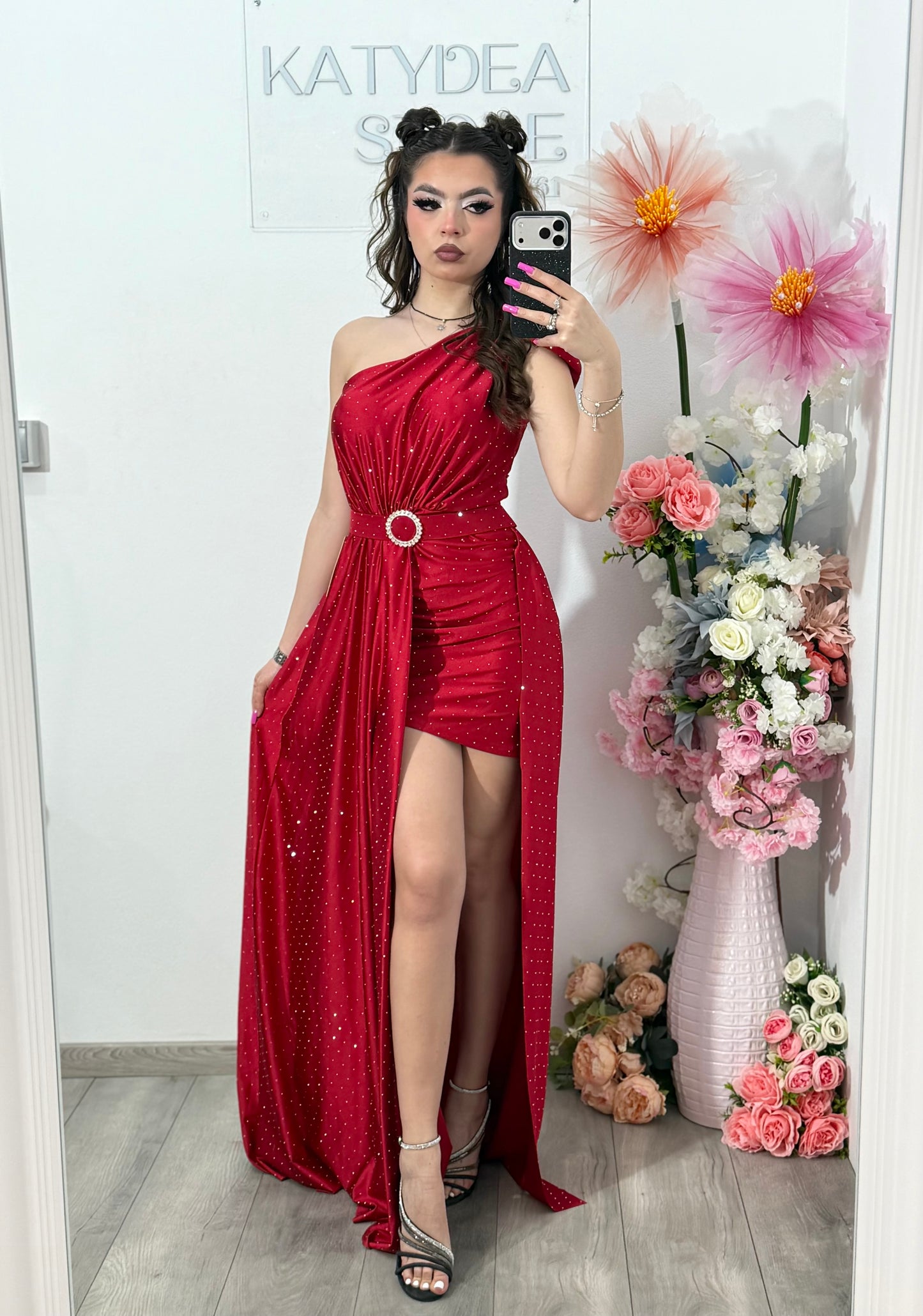 Rochie elegantă cu cristale rosie Cleopatra