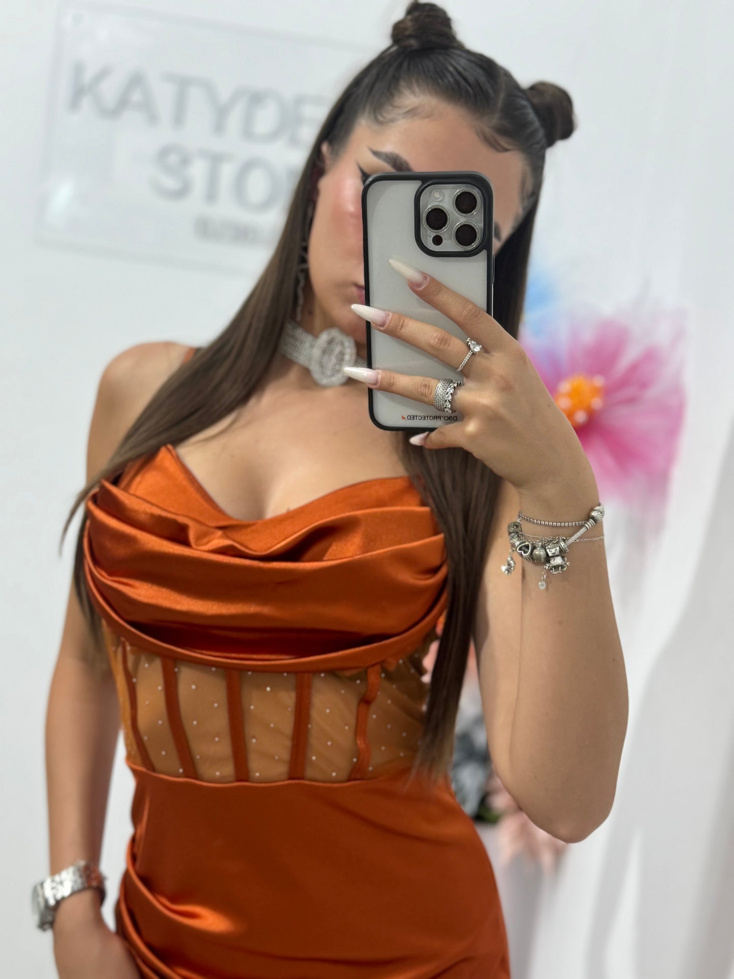 Rochie scurtă cu corset bronze Annemary