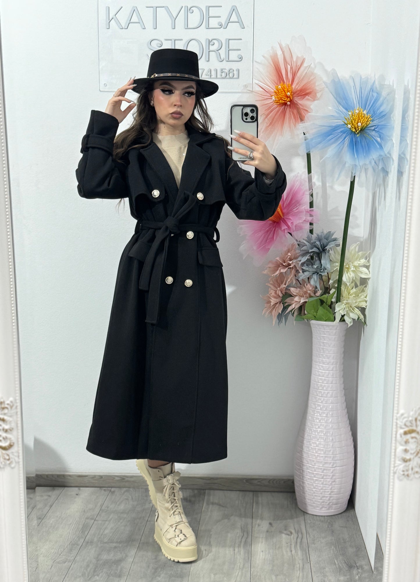 Palton negru ELEGANCE