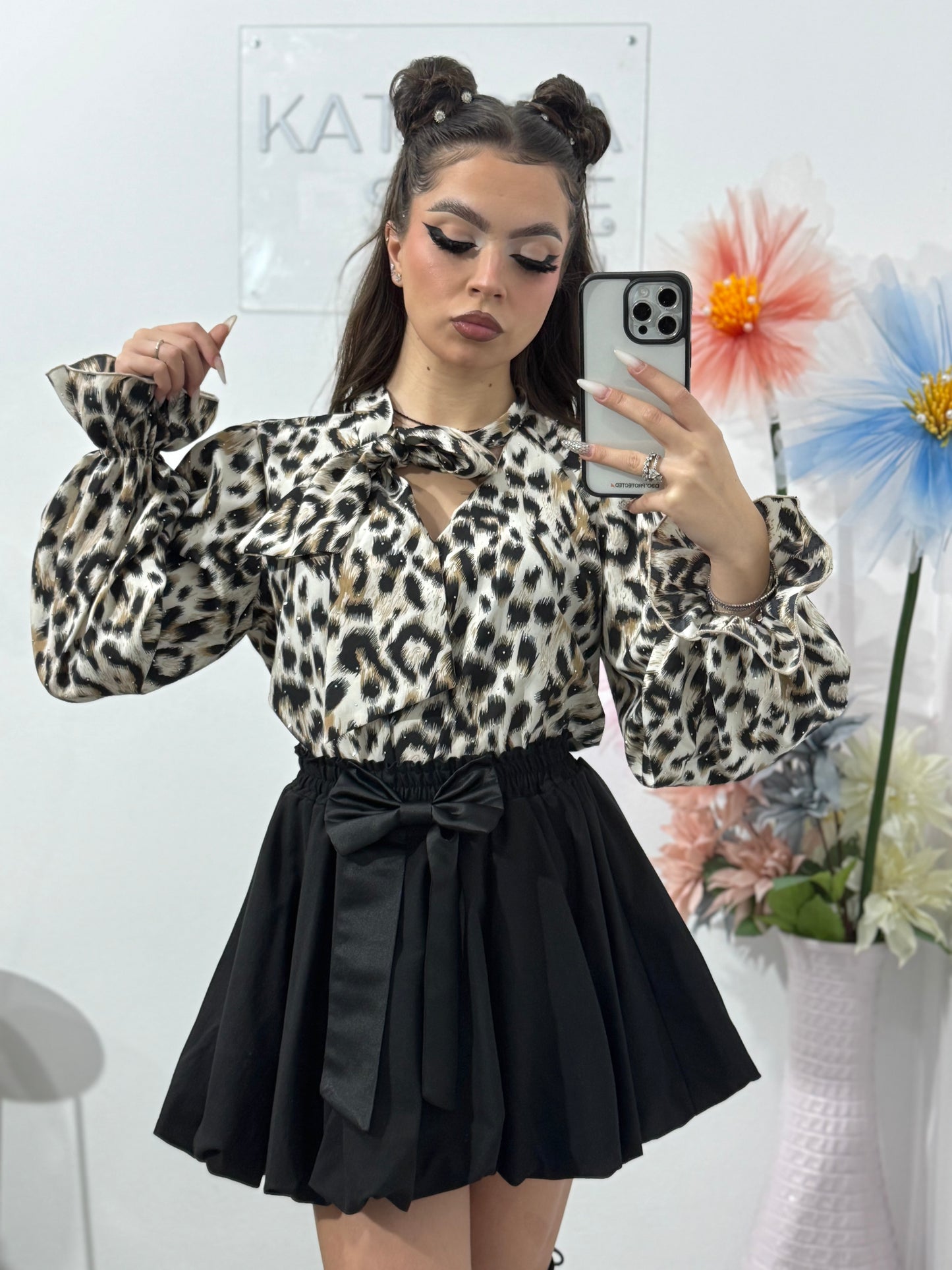 Cămașă cu imprimeu și cristale DEEA