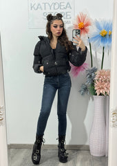 Geacă neagră cu cristale ștanțate Tamarra