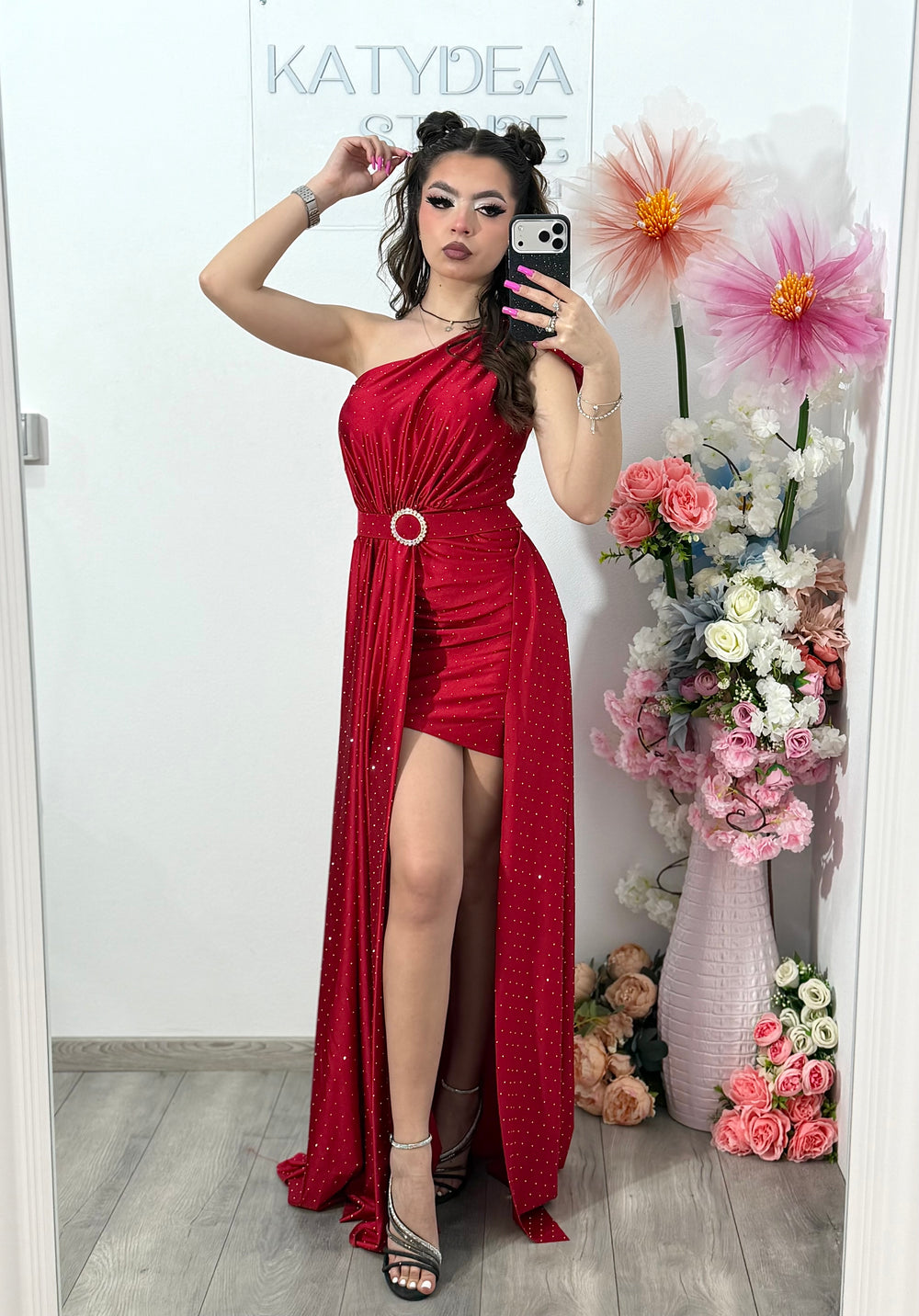 Rochie elegantă cu cristale rosie Cleopatra