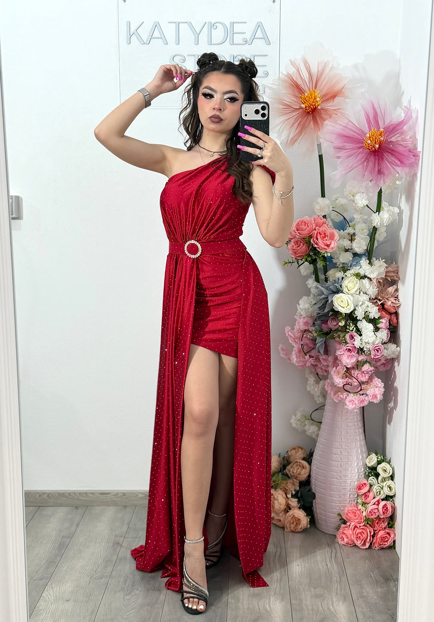 Rochie elegantă cu cristale rosie Cleopatra