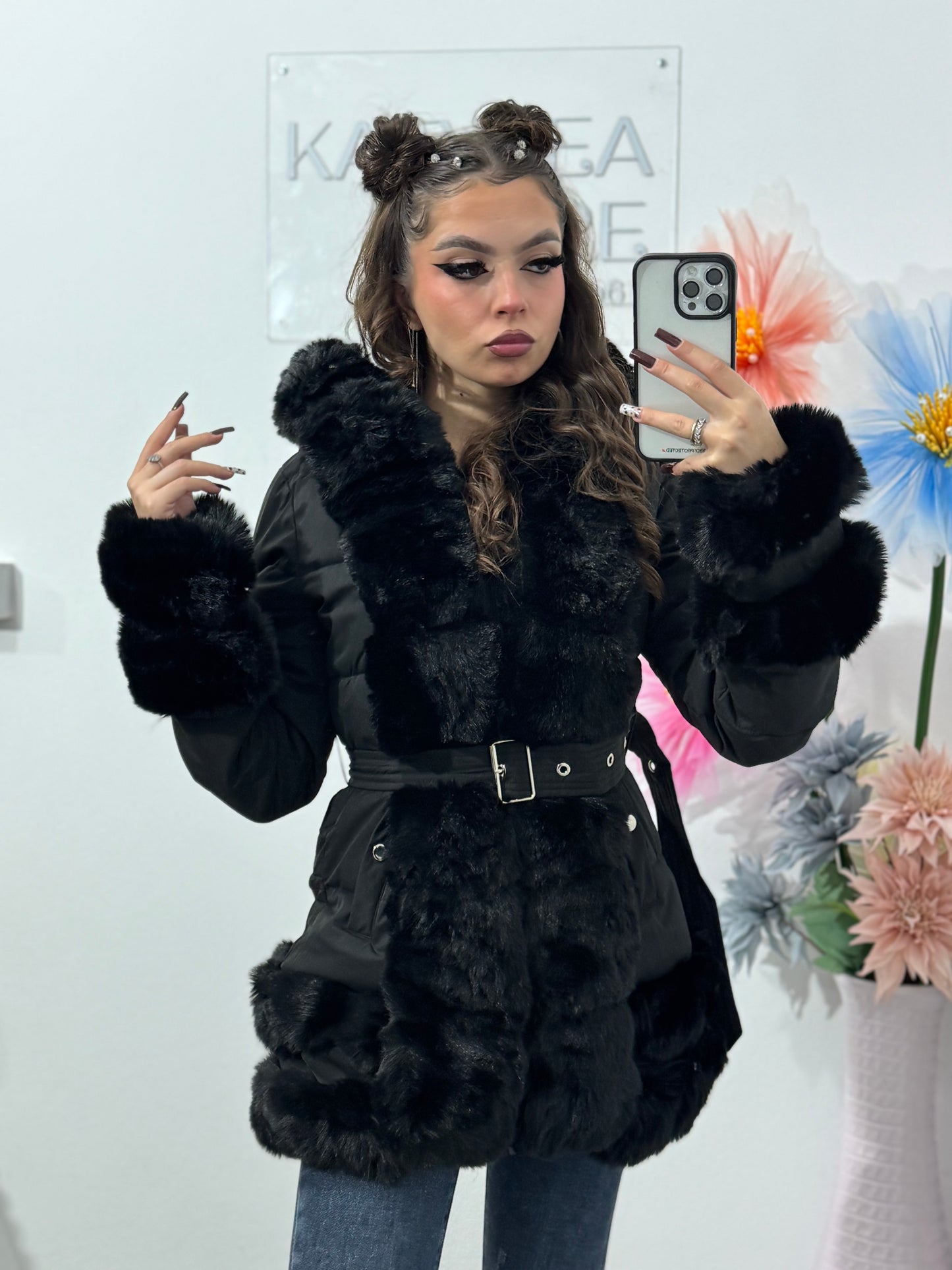 Geacă neagră cu blăniță DEEA