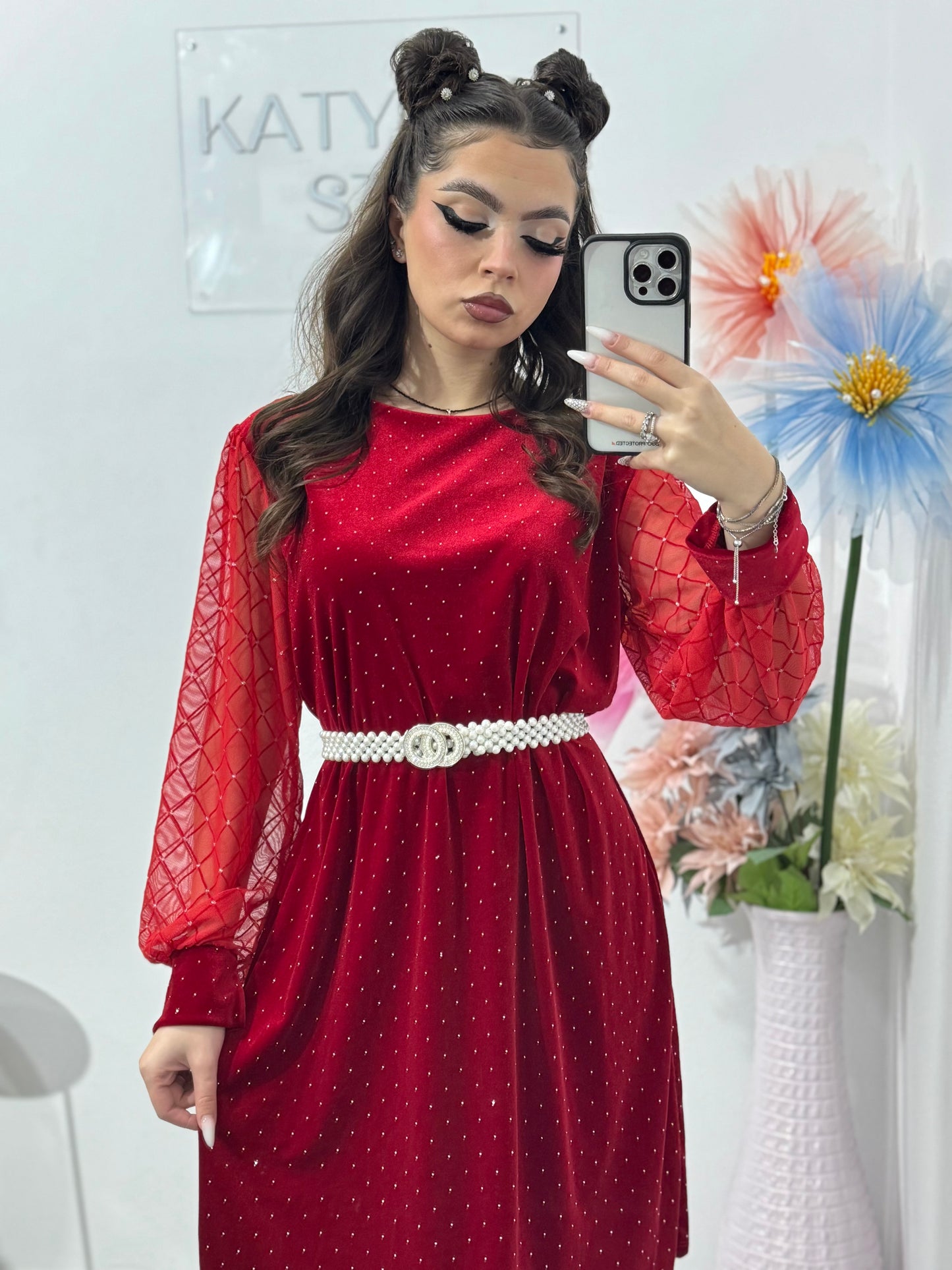Rochie din catifea tip A SOFIA