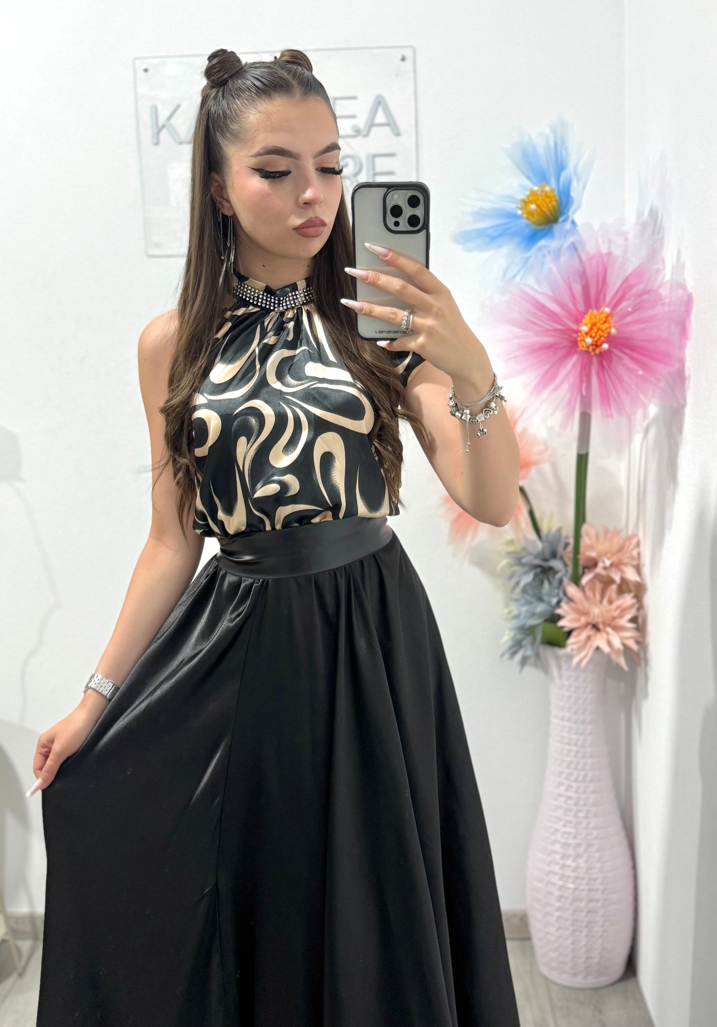 Rochie din satin beige Florence