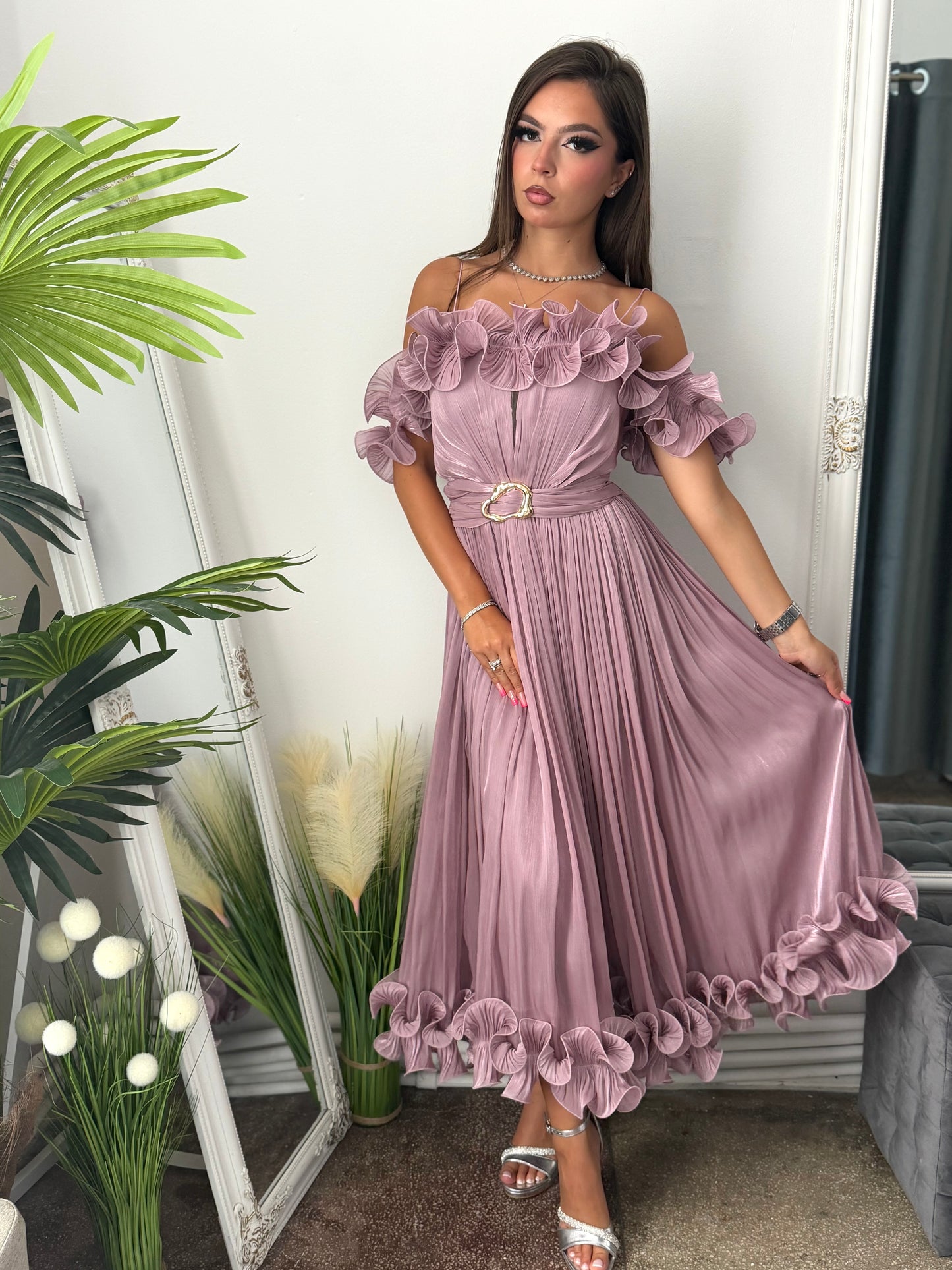 Rochie eleganta lila prafuit Paulinne