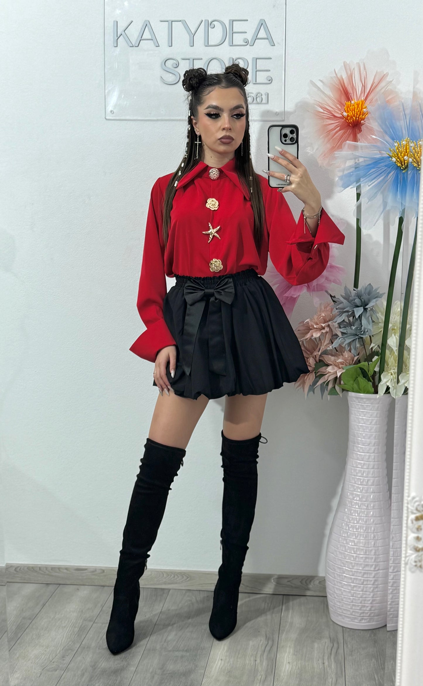 Cămașă cu broșe aurii ALICE