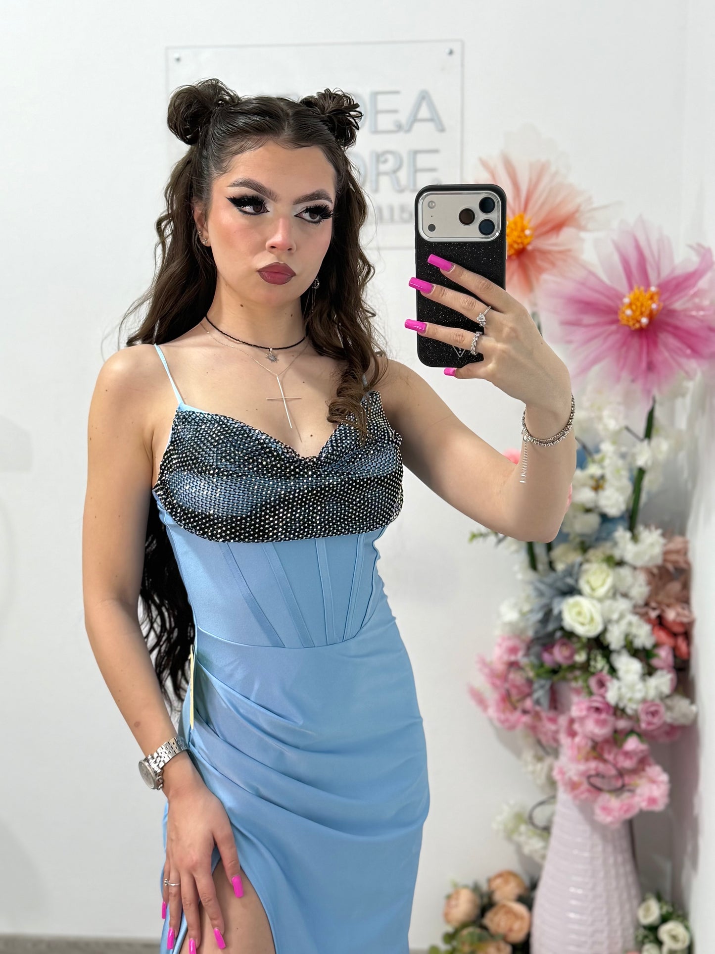 Rochie elegantă cu cristale babyblue Katherine